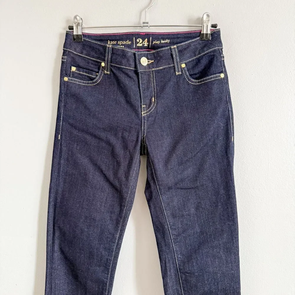 Kate Spade Dark Blue Play Hooky Skinny Jeans Size 24